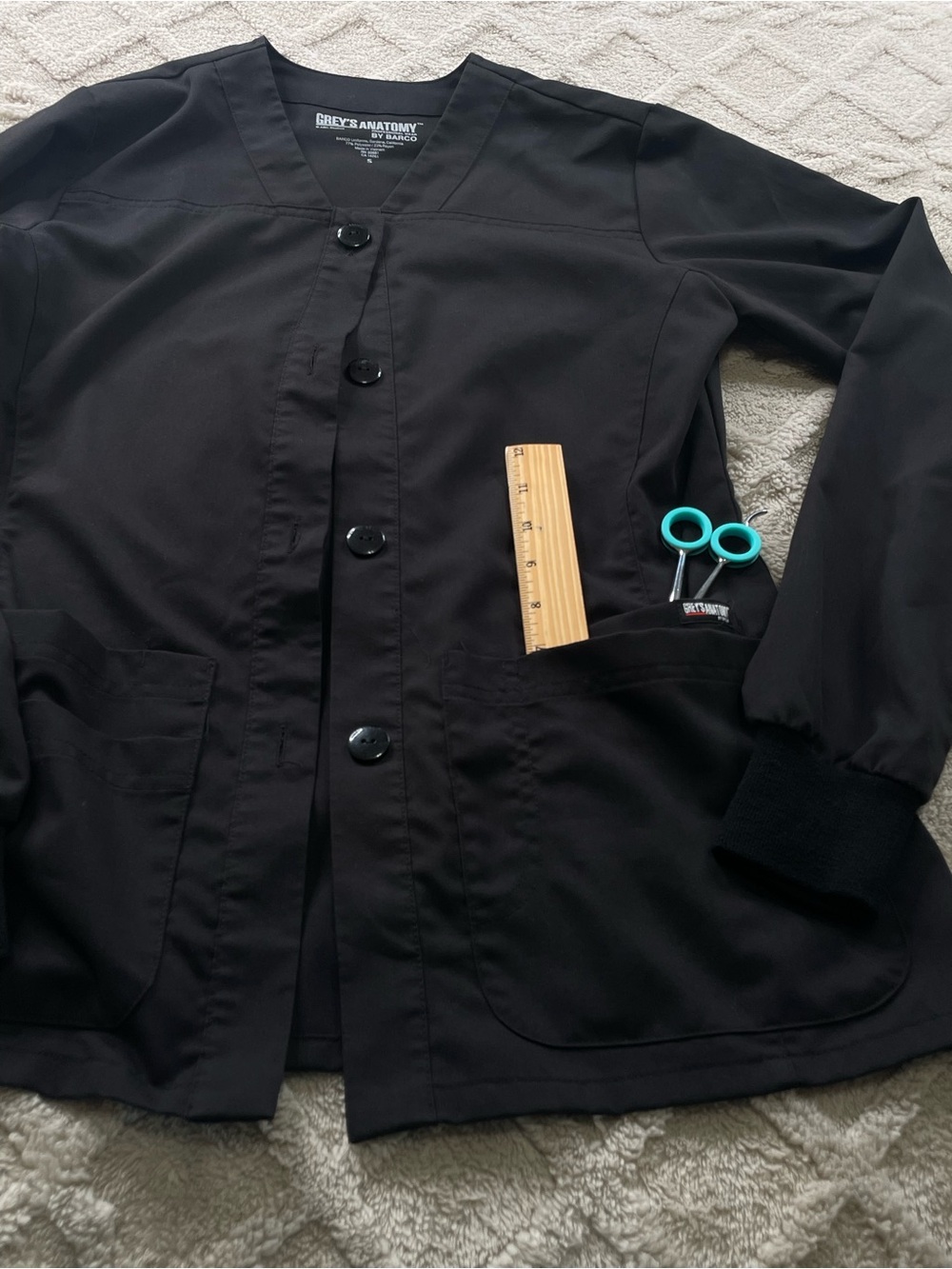 Grey's Anatomy Black Button-Front Medical Jacket~ Size Small - Picture 6 of 10